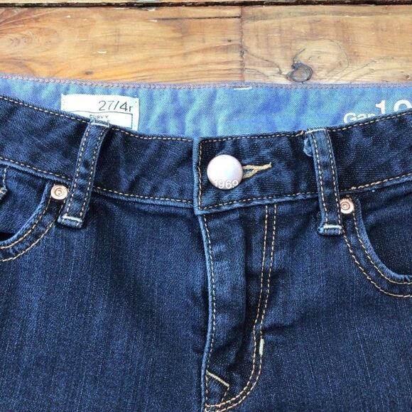 Gap 1969 Curvy Boot Cut Dark Blue Jeans 27/4 Ladies - Picture 3 of 9